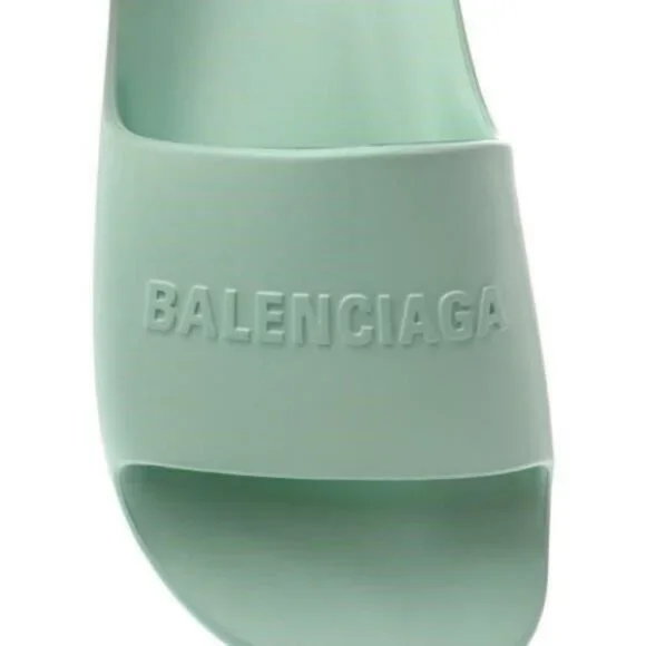 100% - New Authentic BALENCIAGA  Rubber Womens Chunky Slide Sandals 36 Green Aq… - Picture 9 of 10